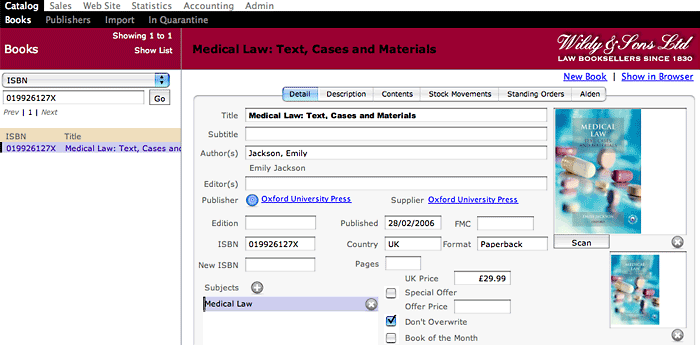 Batchelor Associates: Database screenshot